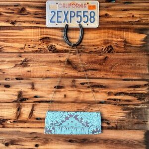 AMY BUTLER | For Kalencom Blue and White Patterned Clutch Chain Purse